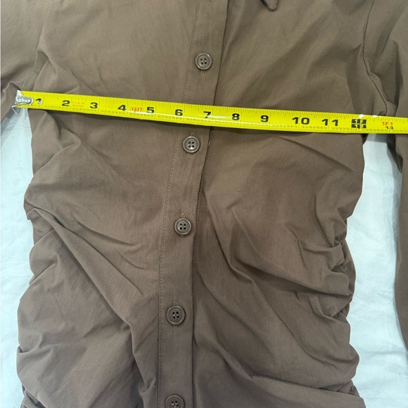 Zara Brown Buttoned Long Sleeve Dress - Picture 9 of 12